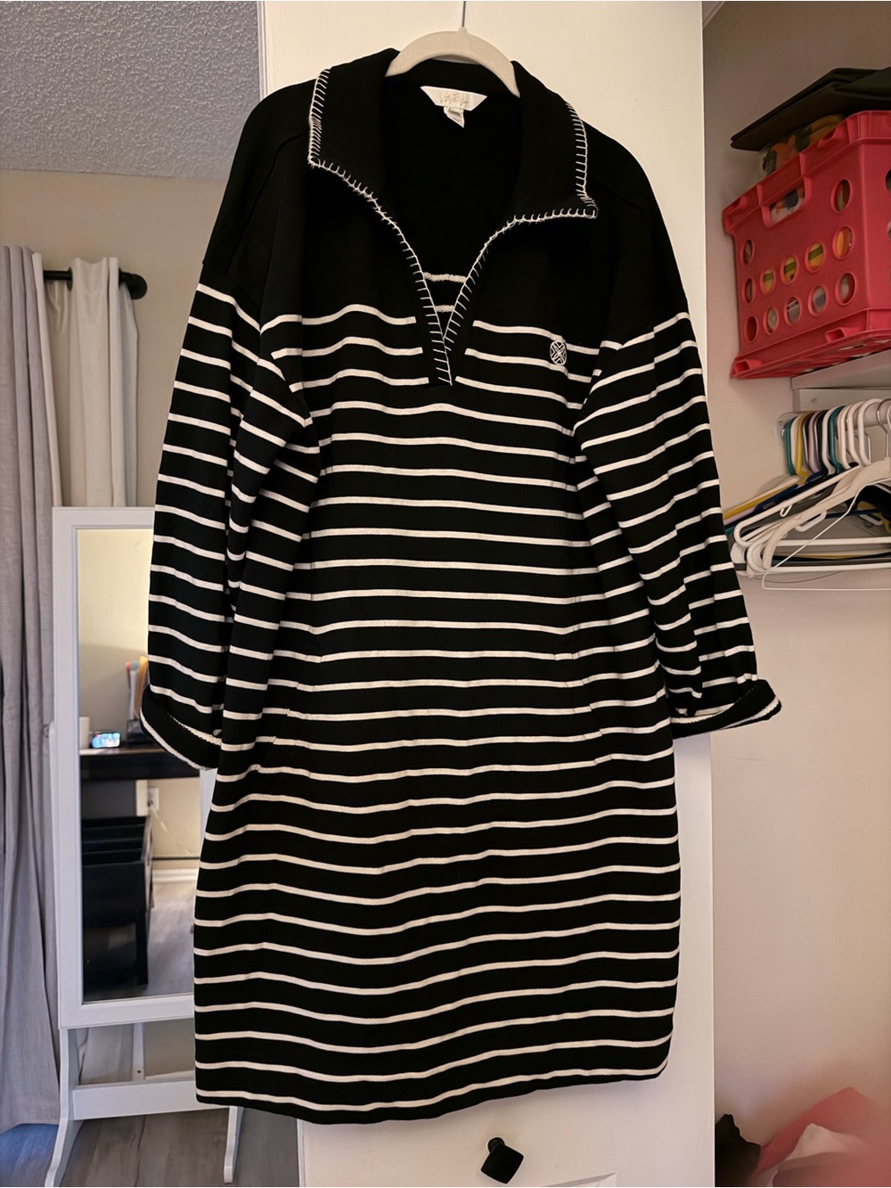 Lilly Pulitzer Black and White Striped Midi Polo Dress